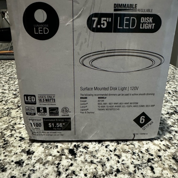 NWT Lunabode 7.5” Set of 6 Dimmable LED Disk Lights - Picture 7 of 8